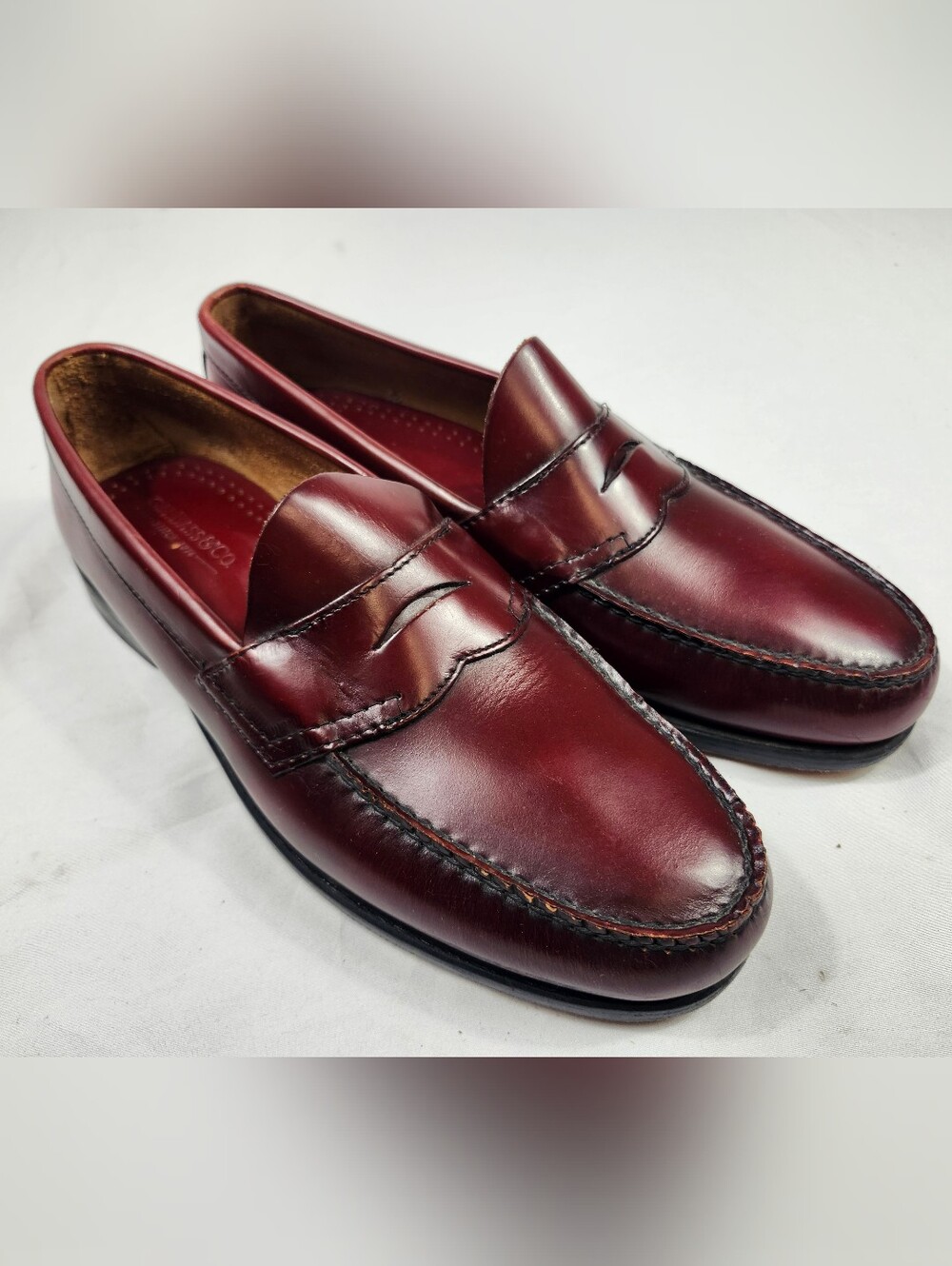 G.H. Bass & Co. Weejuns Mens 12 D Burgundy Leather Penny Loafers Slip on Shoes
